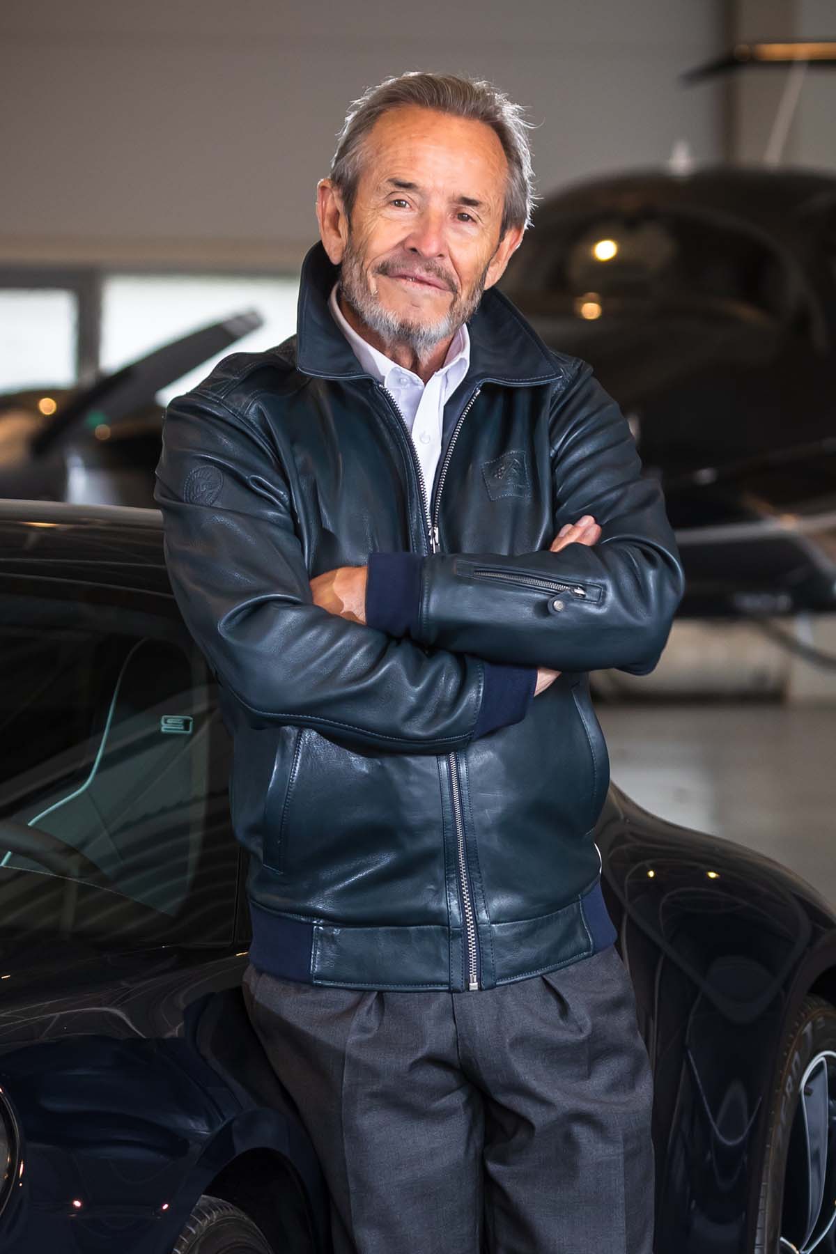 Leather jacket Jacky Ickx Jacky navy blue Men – Classic Legend Motors