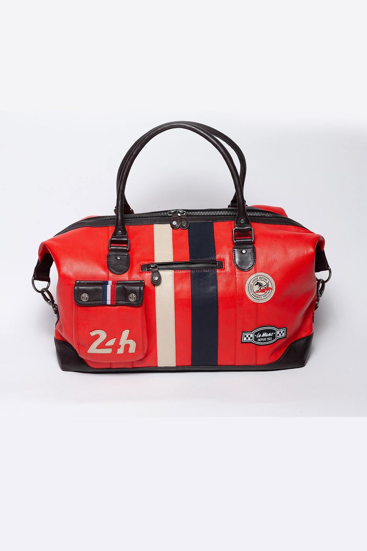 Sac de voyage en cuir 24H Le Mans Bag WE 72h rouge brillant Homme – Classic  Legend Motors
