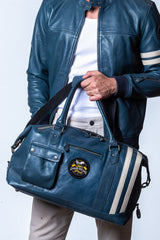 Classic Legend Motors Gaston 48h royal blue leather travel bag