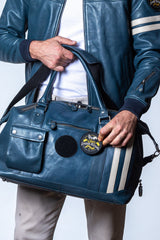 Classic Legend Motors Gaston 48h royal blue leather travel bag