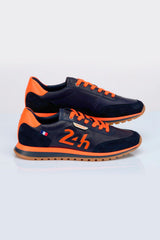 Baskets en cuir 24h Le Mans "24h" bleu marine / orange homme
