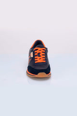 Baskets en cuir 24h Le Mans "24h" bleu marine / orange homme