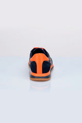 Baskets en cuir 24h Le Mans "24h" bleu marine / orange homme
