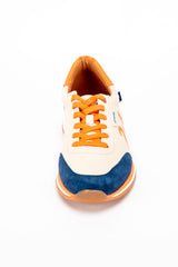 Baskets en cuir 24h Le Mans "24h" écru / bleu royal / orange homme