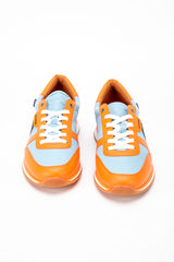 Baskets en cuir 24h Le Mans 66 bleu ciel / orange Homme
