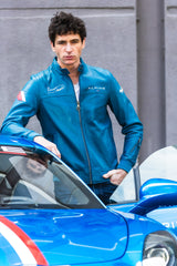 Blouson en cuir Alpine Bernard Darniche bleu ocean Homme