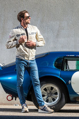 Blouson en cuir Carroll Shelby "Dallas" écru Homme