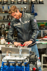 Blouson en cuir Carroll Shelby "Dallas" bleu marine Homme