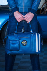 Classic Legend Motors Gaston 48h royal blue leather travel bag