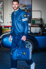 Classic Legend Motors Gaston 48h royal blue leather travel bag