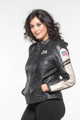 Blouson en cuir 24H Le Mans Adele noir Femme