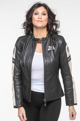 Blouson en cuir 24H Le Mans Adele noir Femme