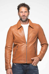 Steve McQueen Alan camel leather jacket Men