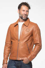 Blouson en cuir Steve McQueen Alan camel Homme