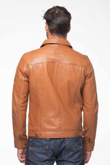 Blouson en cuir Steve McQueen Alan camel Homme