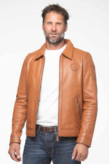 Blouson en cuir Steve McQueen Alan camel Homme