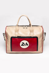 Sac de voyage en cuir 24H Le Mans Austin 48h ecru rouge racing