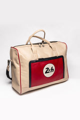 Sac de voyage en cuir 24H Le Mans Austin 48h ecru rouge racing