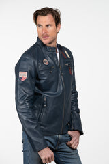Men's Steve McQueen x Le Mans Austin 6 Royal Blue Leather Jacket