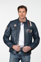 Men's Steve McQueen x Le Mans Austin 6 Royal Blue Leather Jacket