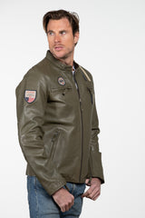 Men's Steve McQueen x Le Mans Austin 6 Khaki Leather Blouson