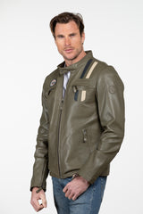 Men's Steve McQueen x Le Mans Austin 6 Khaki Leather Blouson