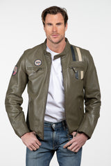 Men's Steve McQueen x Le Mans Austin 6 Khaki Leather Blouson