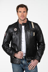 Men's Steve McQueen x Le Mans Austin 6 Black Leather Jacket
