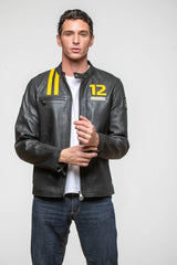 Blouson en cuir Ayrton Senna "Ayrton" noir Homme