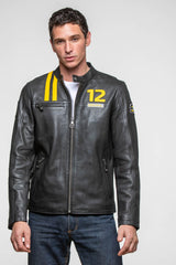 Blouson en cuir Ayrton Senna "Ayrton" noir Homme