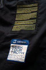 Blouson en cuir Ayrton Senna "Sao Paulo" bleu marine Homme
