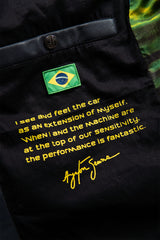 Blouson en cuir Ayrton Senna "Sao Paulo" bleu marine Homme