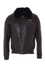 Blouson en cuir Royal Air Force Berliner marron foncé Homme