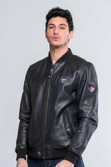 Blouson en cuir Steve McQueen Burt 3 noir Homme