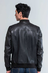 Blouson en cuir Steve McQueen Burt 3 noir Homme