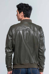 Steve McQueen Burt 3 dark khaki leather jacket Men