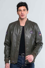 Steve McQueen Burt 3 dark khaki leather jacket Men