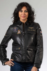 Blouson en cuir Royal Air Force Beeckman noir Femme