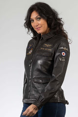 Blouson en cuir Royal Air Force Beeckman marron foncé Femme