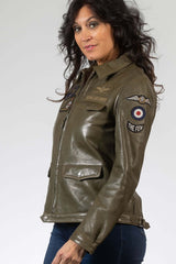 Royal Air Force Beeckman leather jacket dark khaki Women