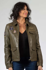 Royal Air Force Beeckman leather jacket dark khaki Women