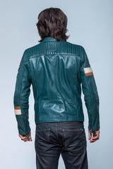 Steve McQueen Bill Petrol Blue Leather Jacket for Men