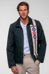 Blouson Carroll Shelby "Snake" en canvas bleu marine Homme