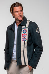 Blouson Carroll Shelby "Snake" en canvas bleu marine Homme