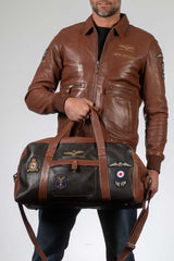 Royal Air Force Bristol 3 48h leather travel bag dark brown Men