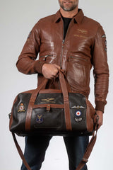 Sac de voyage en cuir Royal Air Force Bristol 3 48h marron foncé Homme