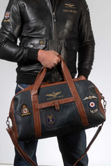 Royal Air Force Bristol 3 48h leather travel bag navy blue Men