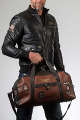 Sac de voyage en cuir Royal Air Force Bristol 3 48h tortoise Homme