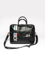 Sac bandoulière en cuir 24H Le Mans Bruce messenger noir