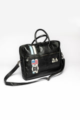 Sac bandoulière en cuir 24H Le Mans Bruce messenger noir